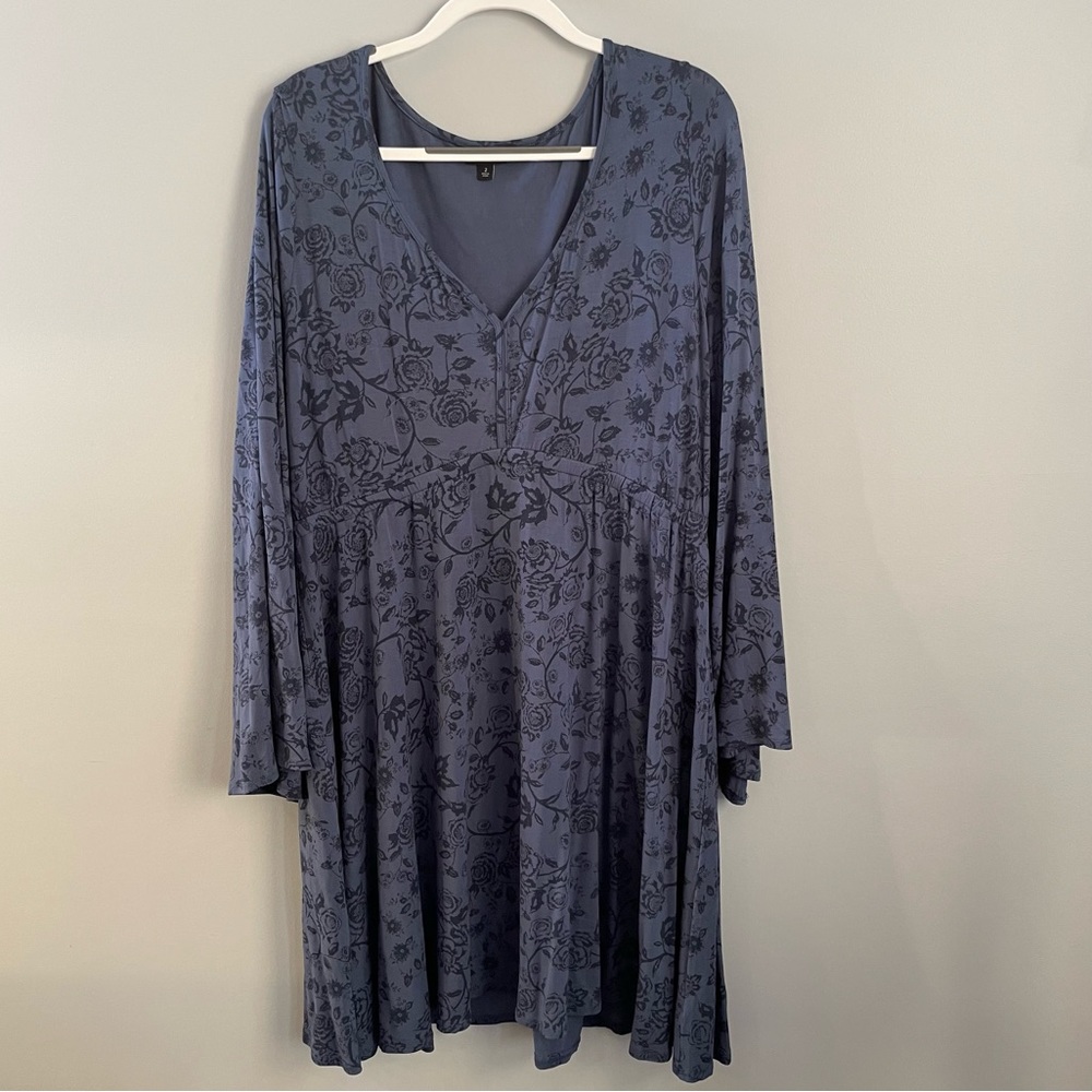 Torrid Blue Swing Dress with Bell Sleeves Size 2